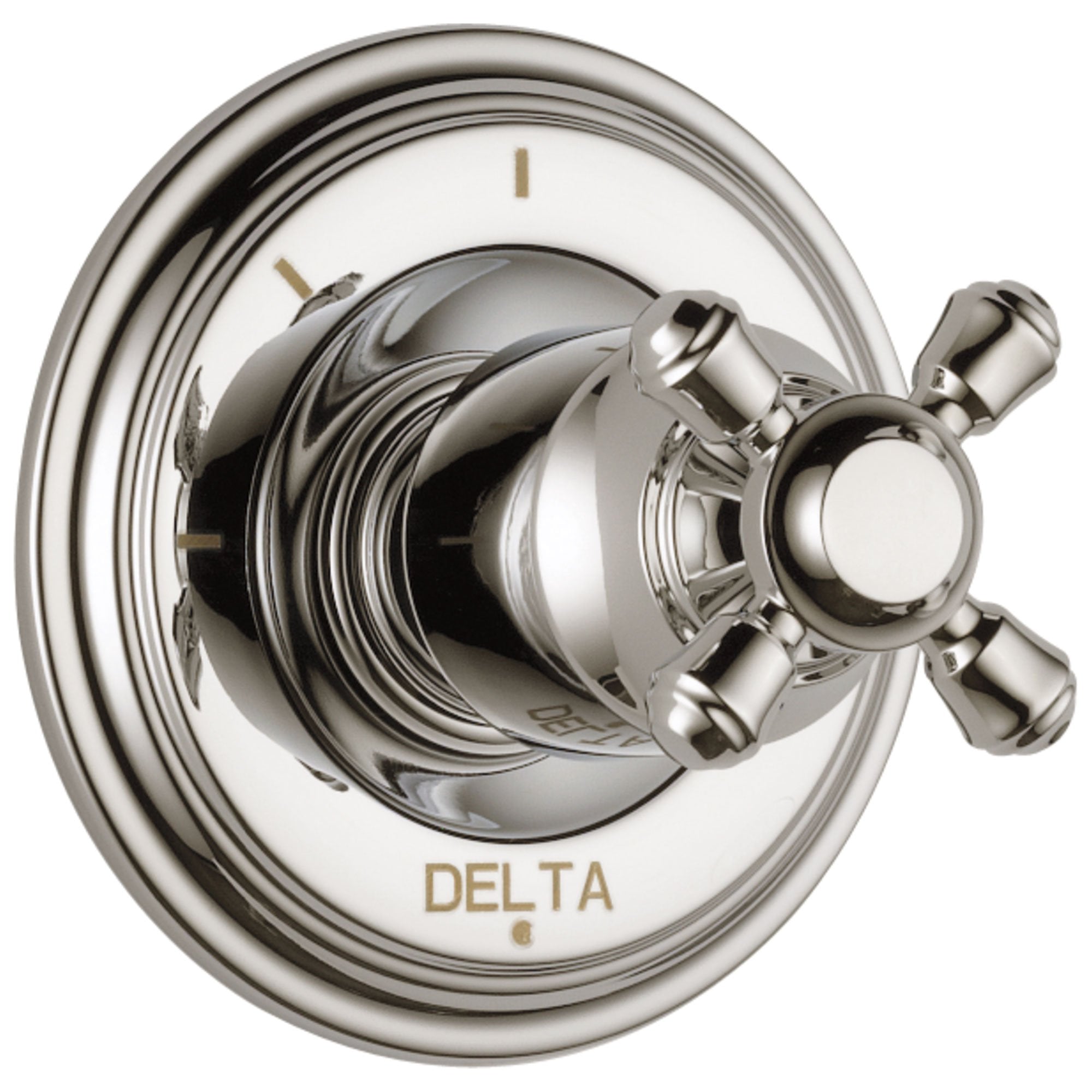 Delta Cassidy Collection Polished Nickel Finish 3-Setting 2-Port Shower Diverter INCLUDES Single Cross Handle and Rough-in Valve D1702V