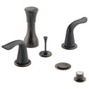 Delta Venetian Bronze Finish Lahara Collection 4 Hole 6" or 8" Installation Bathroom Bidet Faucet with Metal Pop-up Includes Two Lever Handles D1715V