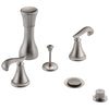Delta Stainless Steel Finish Cassidy 4 Hole 6" or 8" Installation Bidet Faucet with Metal Pop-up COMPLETE ITEM Includes Two French Scroll Lever Handles D1733V