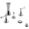 Delta Chrome Finish Cassidy Collection 4 Hole 6" or 8" Installation Bathroom Bidet Faucet with Metal Pop-up COMPLETE ITEM Includes Two Lever Handles D1743V