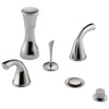 Delta Chrome Finish Addison Collection 4 Hole 6" or 8" Installation Bathroom Bidet Faucet with Metal Pop-up COMPLETE ITEM Includes Two Lever Handles D1755V