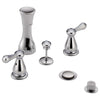 Delta Chrome Finish Leland Collection 4 Hole 6" or 8" Installation Bathroom Bidet Faucet with Metal Pop-up COMPLETE ITEM Includes Two Lever Handles D1758V