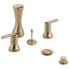 Delta Champagne Bronze Finish Trinsic 4 Hole 6" or 8" Installation Bathroom Bidet Faucet with Metal Pop-up Includes Two Modern Lever Handles D1767V