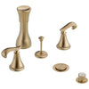 Delta Champagne Bronze Finish Cassidy 4 Hole 6" or 8" Installation Bidet Faucet with Metal Pop-up COMPLETE ITEM Includes Two French Scroll Lever Handles D1768V