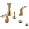 Delta Champagne Bronze Finish Lahara Collection 4 Hole 6" or 8" Installation Bathroom Bidet Faucet with Metal Pop-up Includes Two Lever Handles D1769V