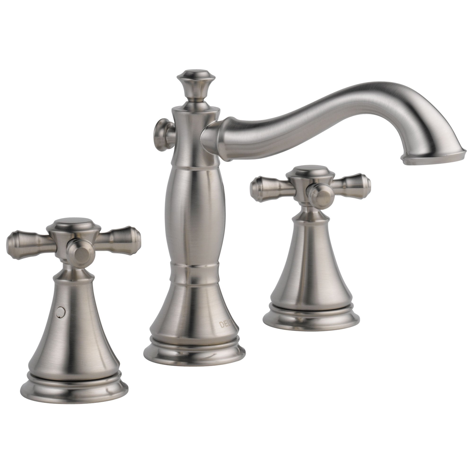 Delta Cassidy Collection Stainless Steel Finish Widespread Lavatory Bathroom Sink Faucet INCLUDES Two Cross Handles and Metal Pop-Up Drain D1774V