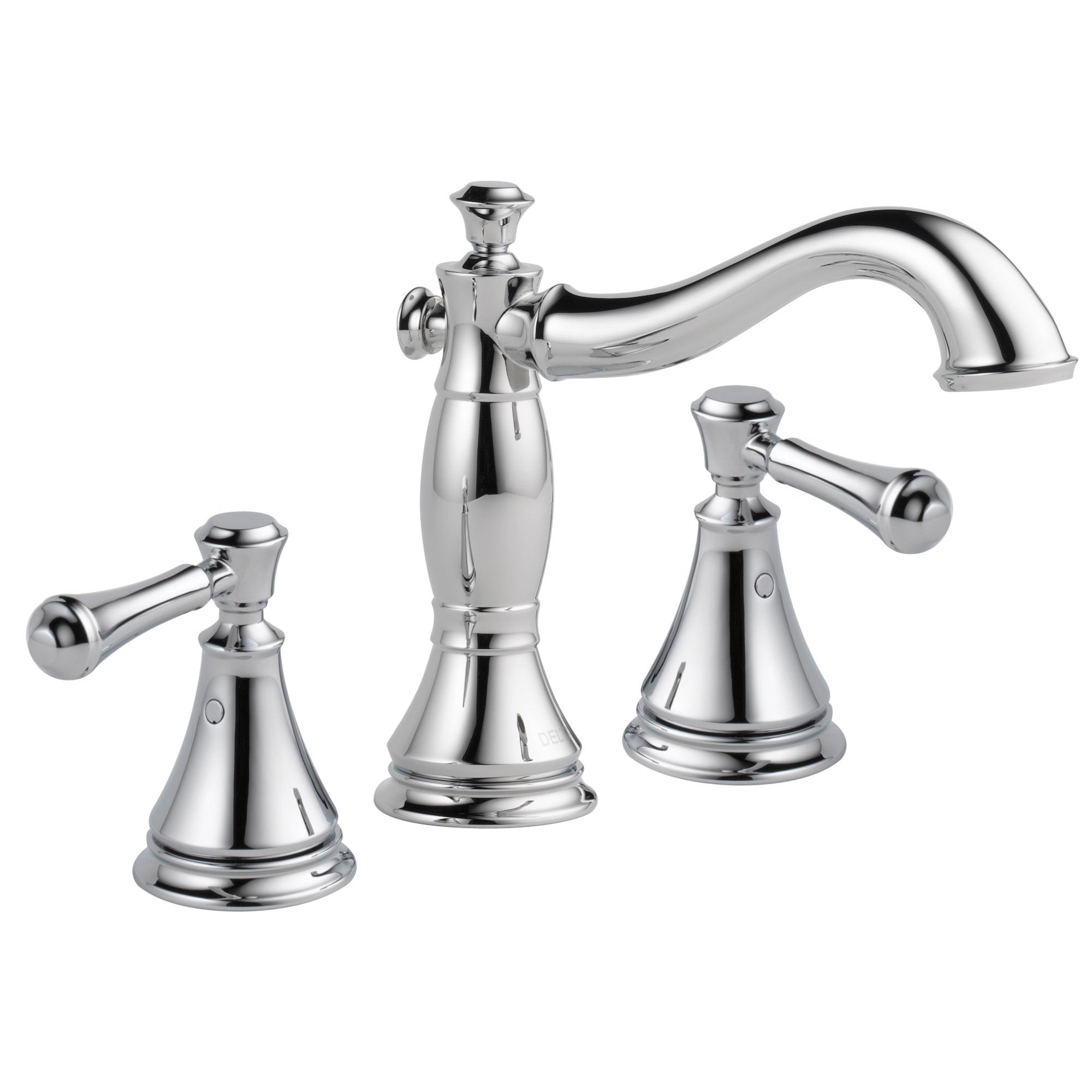Delta Cassidy Collection Chrome Traditional Widespread Lavatory Bathroom Sink Faucet INCLUDES Two Lever Handles and Metal Pop-Up Drain D1781V
