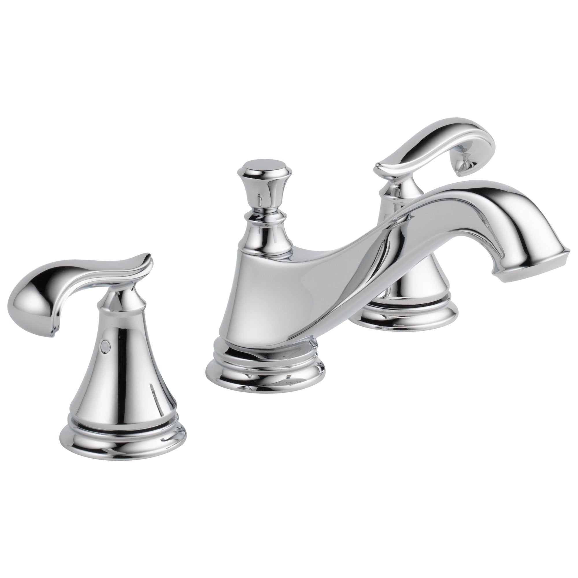 Delta Cassidy Collection Chrome Finish Traditional Low Spout Widespread Bathroom Sink Faucet INCLUDES Two French Curve Lever Handles and Drain D1797V