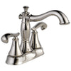 Delta Cassidy Collection Polished Nickel Finish 4" Centerset Lavatory Bathroom Faucet INCLUDES Two French Curve Lever Handles and Metal Pop-Up Drain D1806V