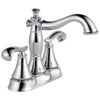 Delta Cassidy Collection Chrome Finish 4" Centerset Lavatory Bathroom Faucet INCLUDES Two French Curve Lever Handles and Metal Pop-Up Drain D1809V