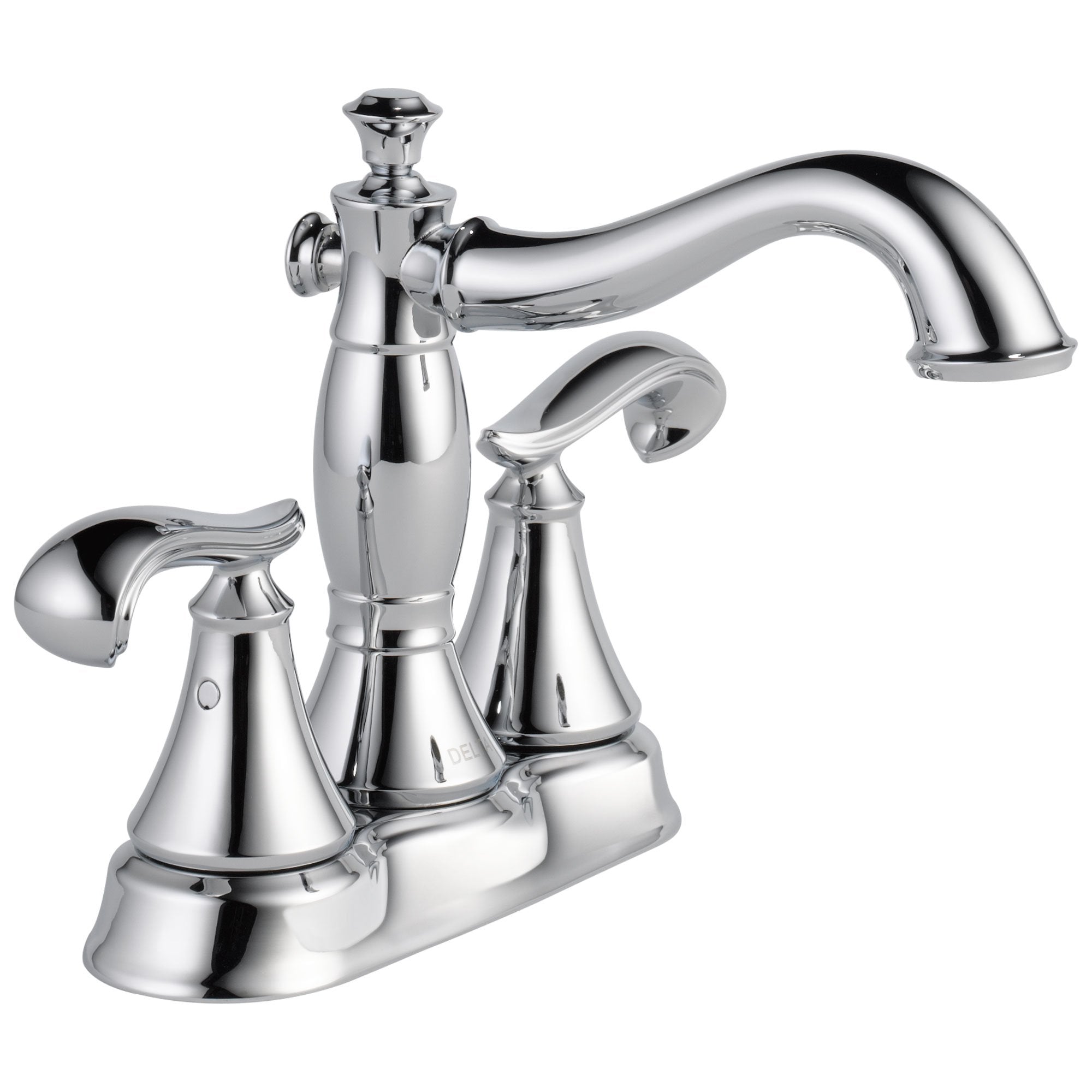 Delta Cassidy Collection Chrome Finish 4" Centerset Lavatory Bathroom Faucet INCLUDES Two French Curve Lever Handles and Metal Pop-Up Drain D1809V