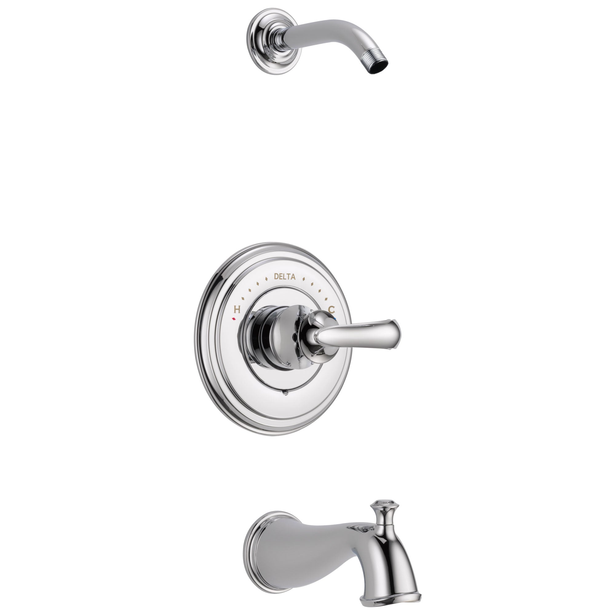 Delta Cassidy Collection Chrome Monitor 14 Tub and Shower Combination - Less Showerhead INCLUDES Single French Curve Lever Handle and Valve without Stops D1822V