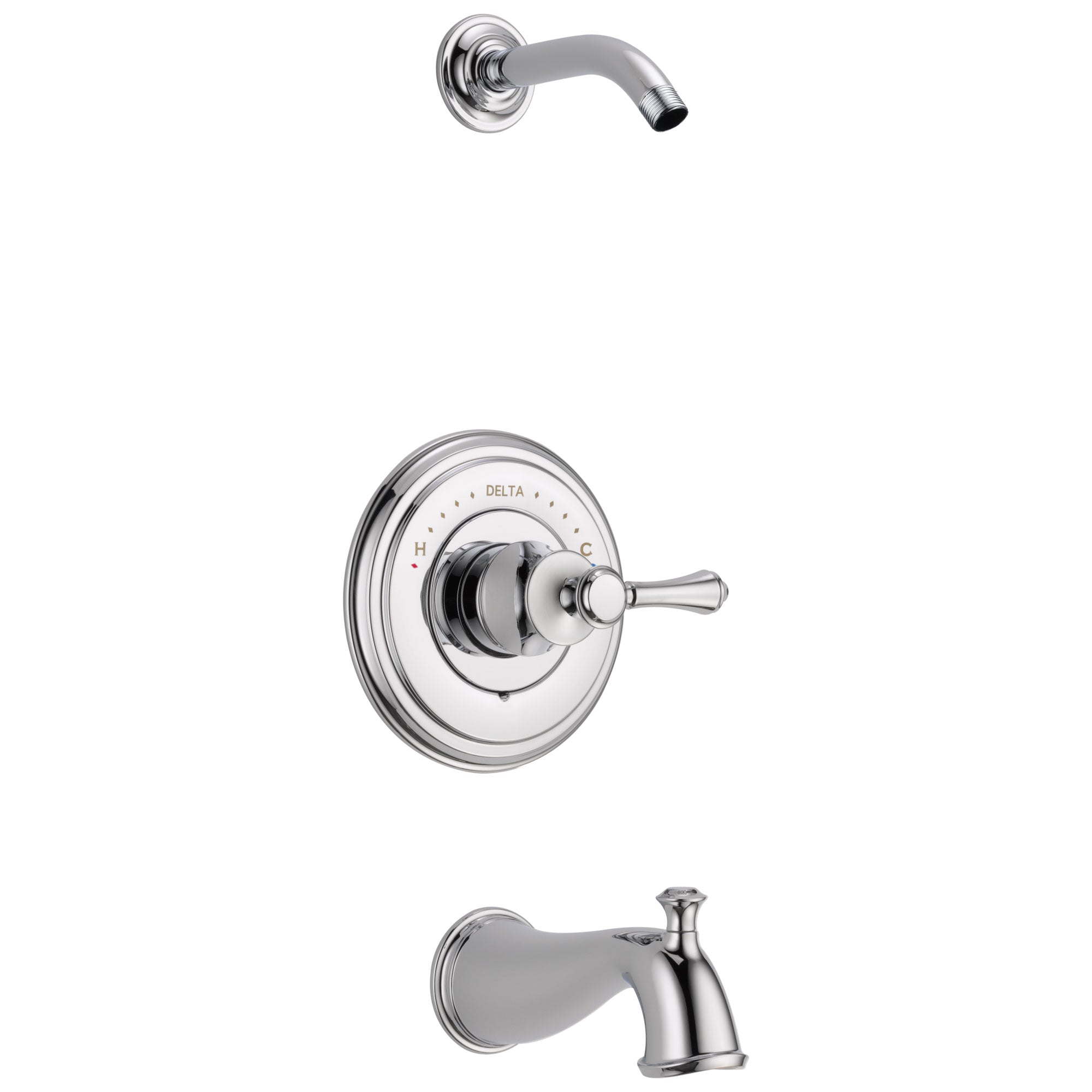 Delta Cassidy Collection Chrome Monitor 14 Tub and Shower Combination - Less Showerhead INCLUDES Single Lever Handle and Rough-in Valve with Stops D1824V