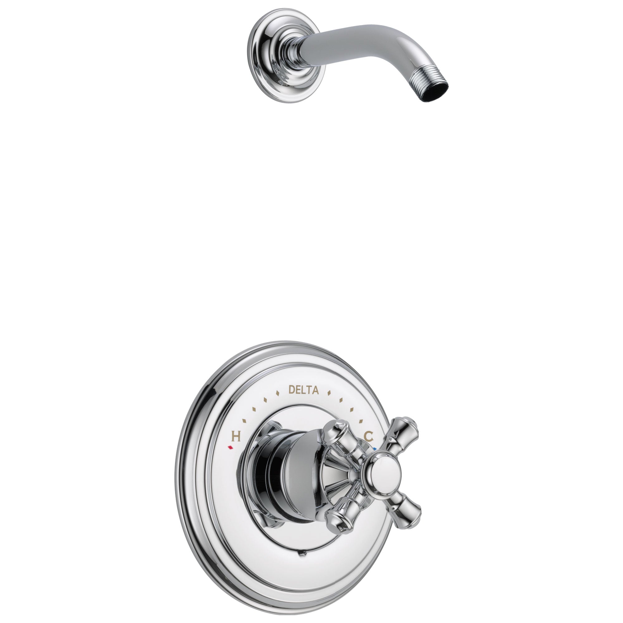 Delta Cassidy Collection Chrome Monitor 14 Shower only Faucet - Less Showerhead INCLUDES Single Cross Handle and Rough-in Valve without Stops D1832V