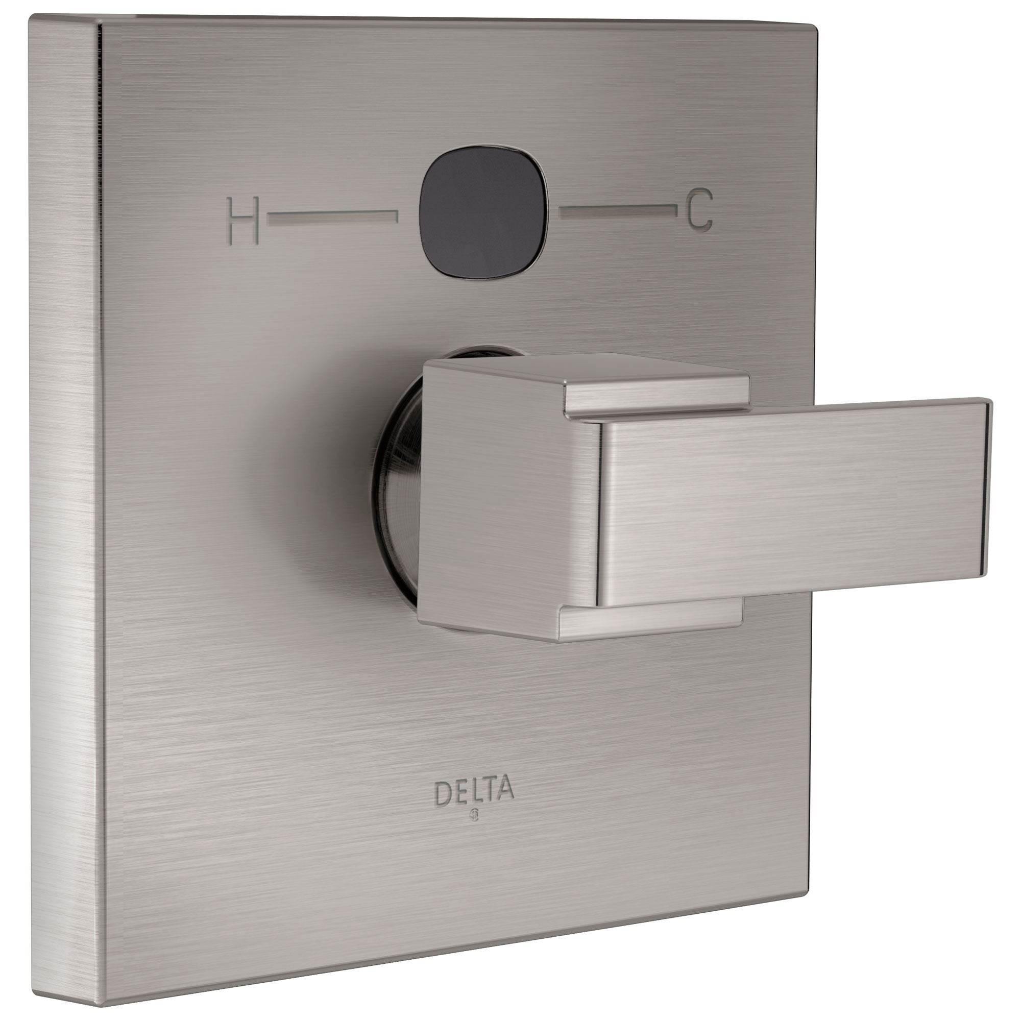 Delta Stainless Steel Finish Ara Temp2O Modern Square Electronic Shower Faucet Valve Only Control INCLUDES Single Lever Handle and Valve without Stops D1876V