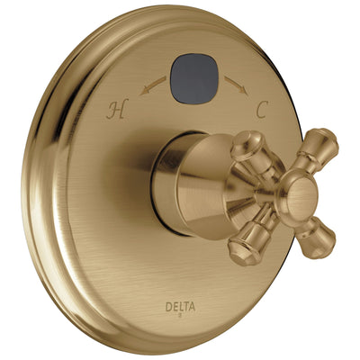 Delta Champagne Bronze Finish Cassidy 14 Series Temp2O Shower Faucet Valve Control Only Includes Single Cross Handle and Valve without Stops D1882V