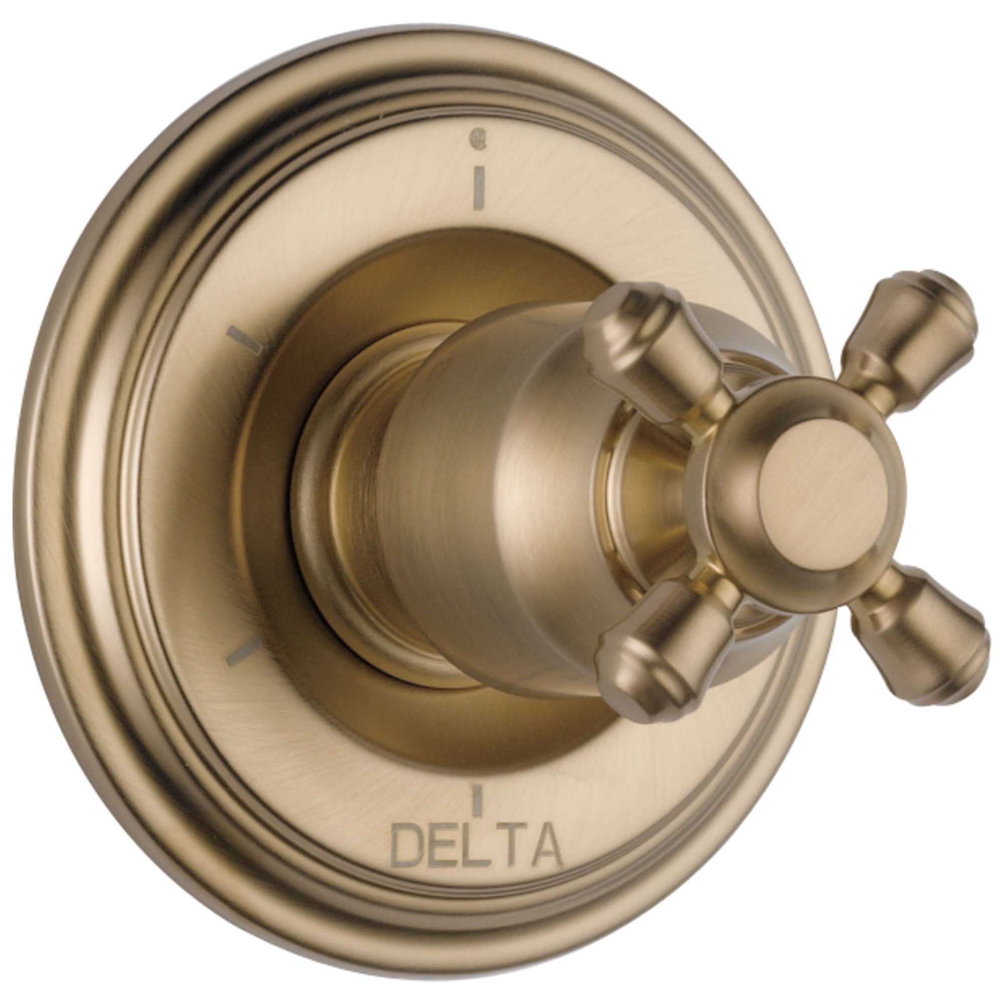 Delta Cassidy Collection Champagne Bronze Finish 6-Setting 3-Port Shower Diverter INCLUDES Cross Handle and Rough-in Valve D1893V