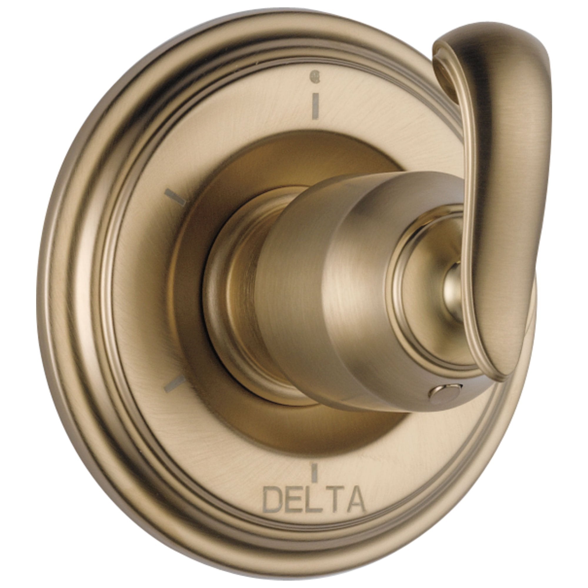 Delta Cassidy Collection Champagne Bronze Finish 6-Setting 3-Port Shower Diverter INCLUDES French Scroll Lever Handle and Rough-in Valve D1894V