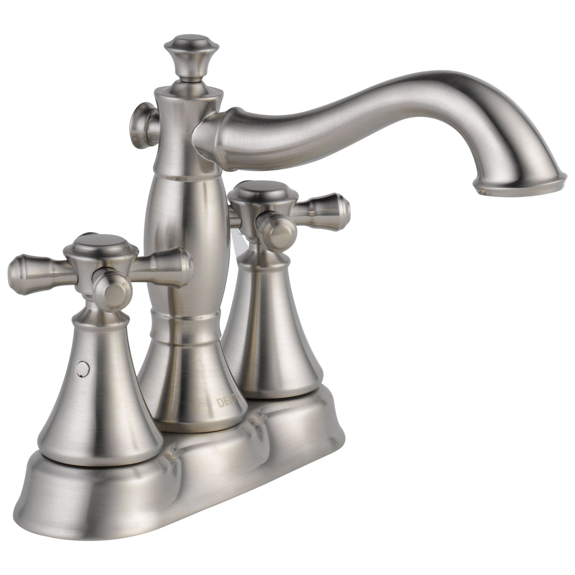 Delta Cassidy Collection Stainless Steel Finish Centerset Lavatory Bathroom Sink Faucet INCLUDES Two Cross Handles with Metal Pop-Up Drain D1896V