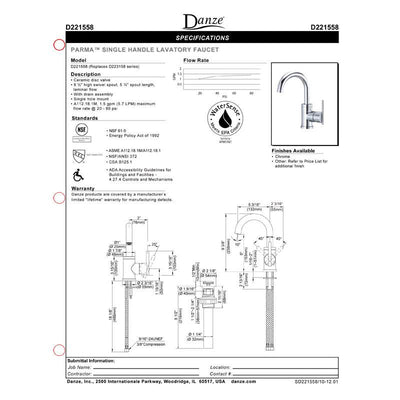 Danze Parma Chrome Single Handle Bathroom Centerset Faucet