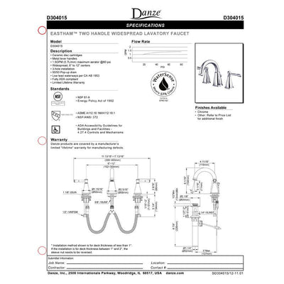 Danze Eastham Brushed Nickel Scroll Lever Widespread Bathroom Sink Faucet