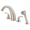 Danze Bannockburn Brushed Nickel Widespread Roman Tub Filler Faucet with Sprayer INCLUDES Rough-in Valve