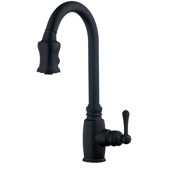 Danze Opulence Satin Black Traditional Gooseneck Pull-Down Spray