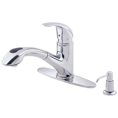 Danze Melrose Modern Chrome Pull-Out Kitchen Faucet with Soap Dispenser