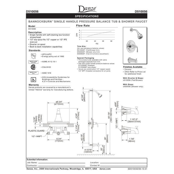 Danze Bannockburn Brushed Nickel Single Handle Tub and Shower