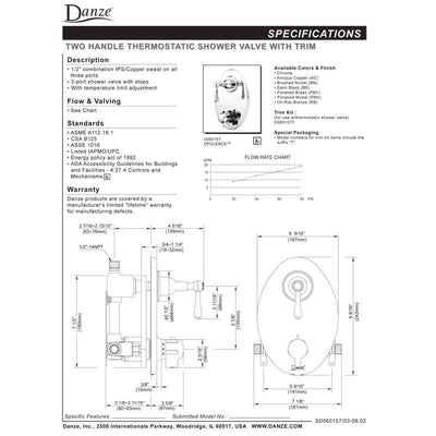 Danze Opulence Polished Nickel 1/2" Thermostatic Shower Faucet Control INCLUDES Rough-in Valve
