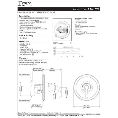 Danze Bannockburn Brushed Nickel 1 Handle High-Volume Thermostatic Shower Control INCLUDES Rough-in Valve
