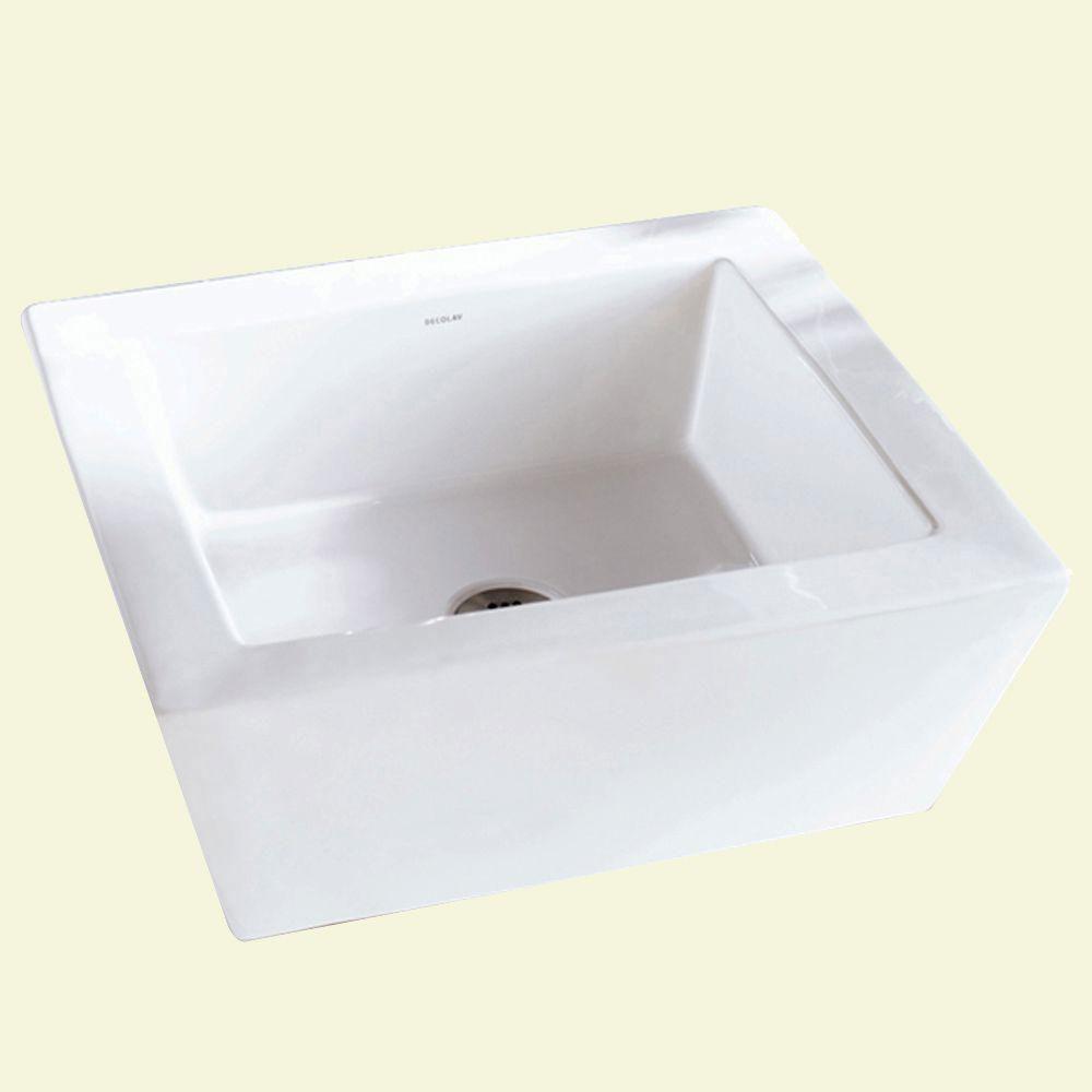 Decolav 1432-CWH Square Vitreous China Above-Counter Vessel with Overflow, White 263997