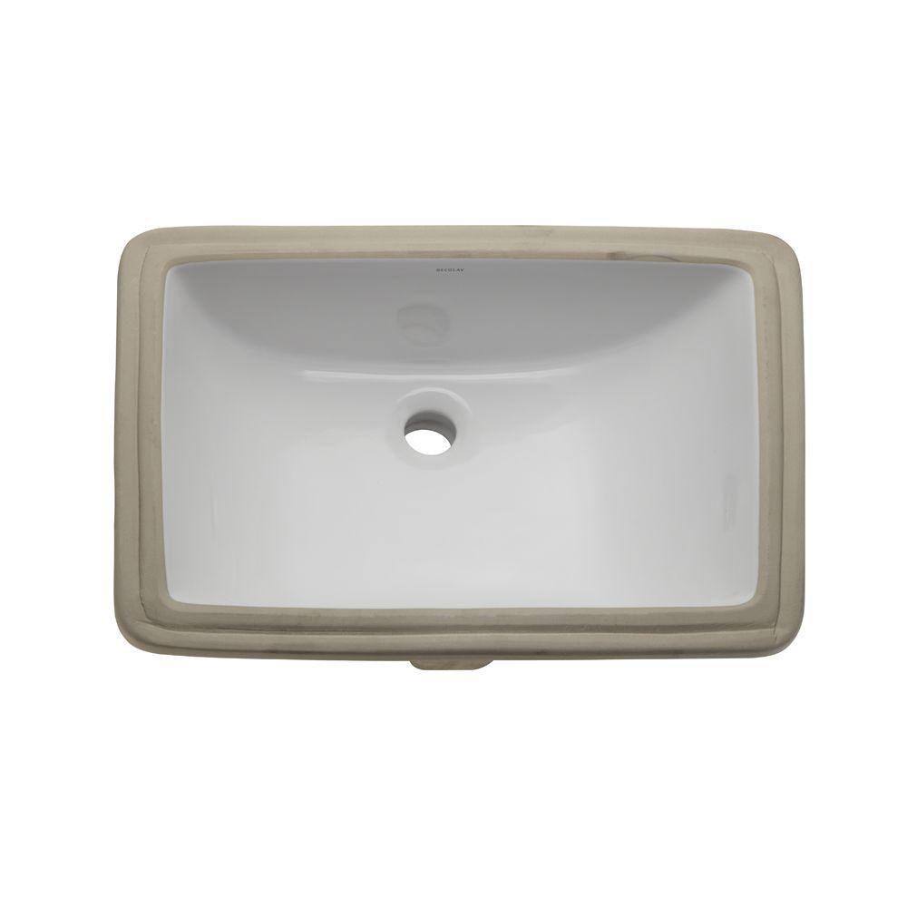Decolav Classically Redefined Rectangular Undermount Bathroom Sink with Overflow in White 269037