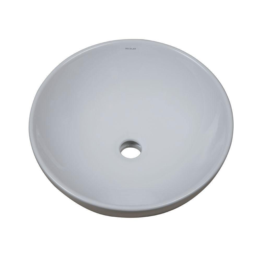 Decolav 1441-CWH Oval Vitreous China Above Counter Lavatory Sink with Overflow, White 467712