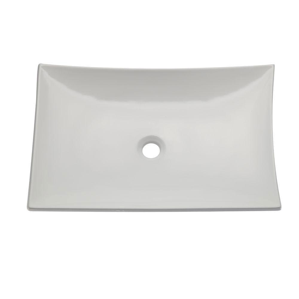 Decolav 1443-CWH Classically Redefined Curved Rectangle Vitreous China Above Counter Lavatory Sink, White 542919