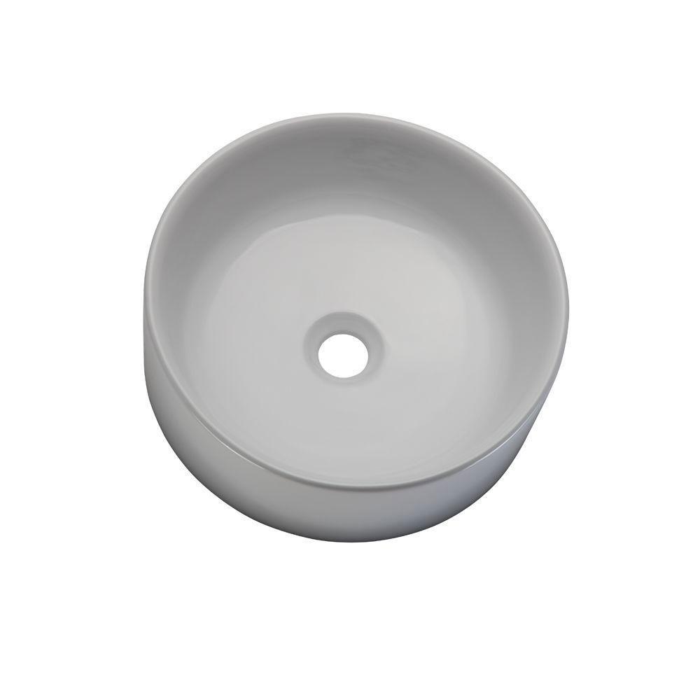 Decolav 1458-CWH Classically Redefined Round Above Counter Lavatory Sink, White 542931