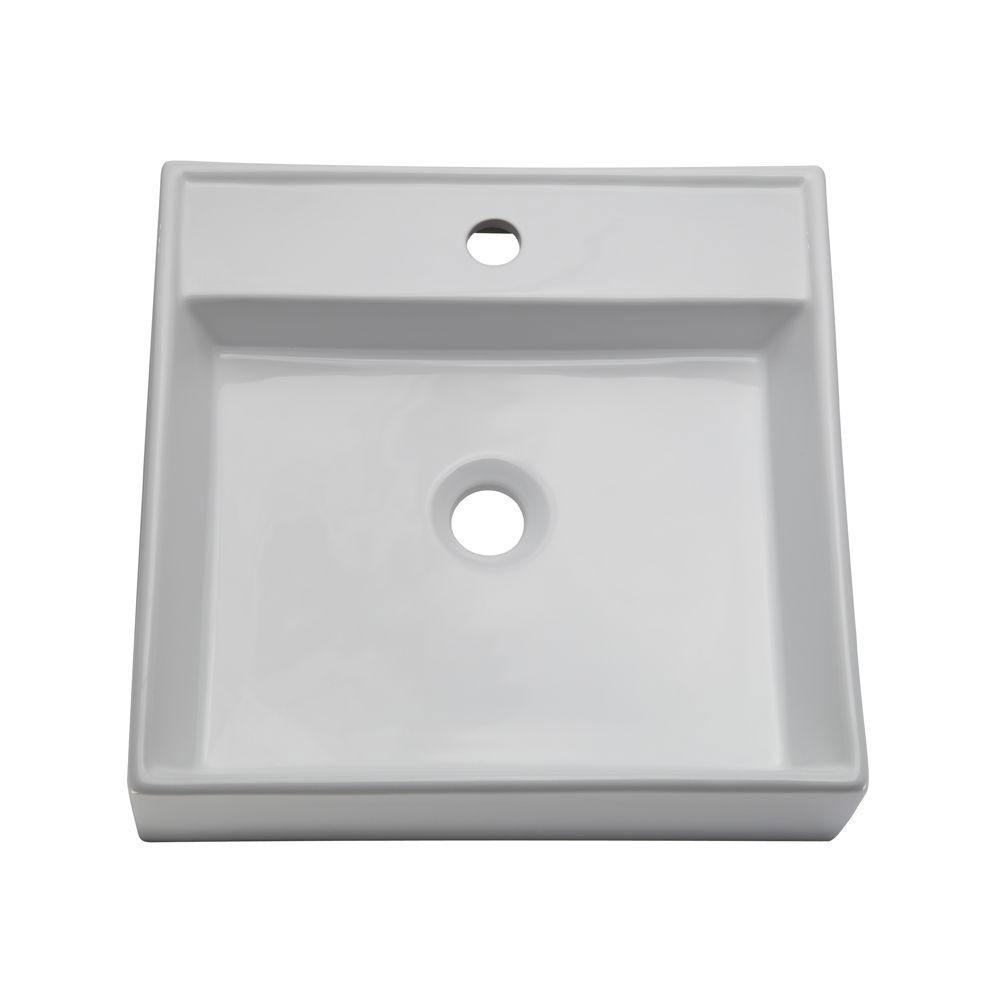 Decolav 1464-CWH Classically Redefined Low Profile Square Above Counter Lavatory Sink, White 542935