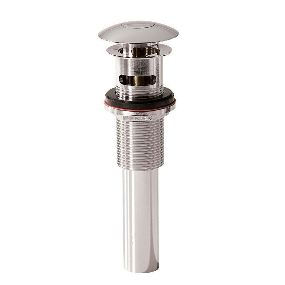 Decolav 2.717 inch H x 8.6875 inch D Push Button Closing Umbrella Drain with Overflow in Polished Nickel 543167