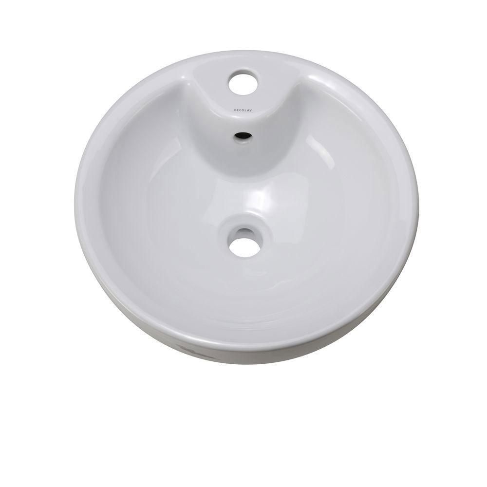 Decolav 1451-CWH Round Vitreous China Above-Counter Vessel with Overflow, White 653757