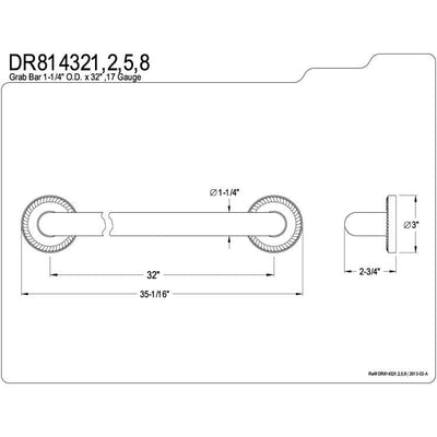 Kingston Brass Grab Bars - Chrome Regency 32" Decorative Grab Bar DR814321