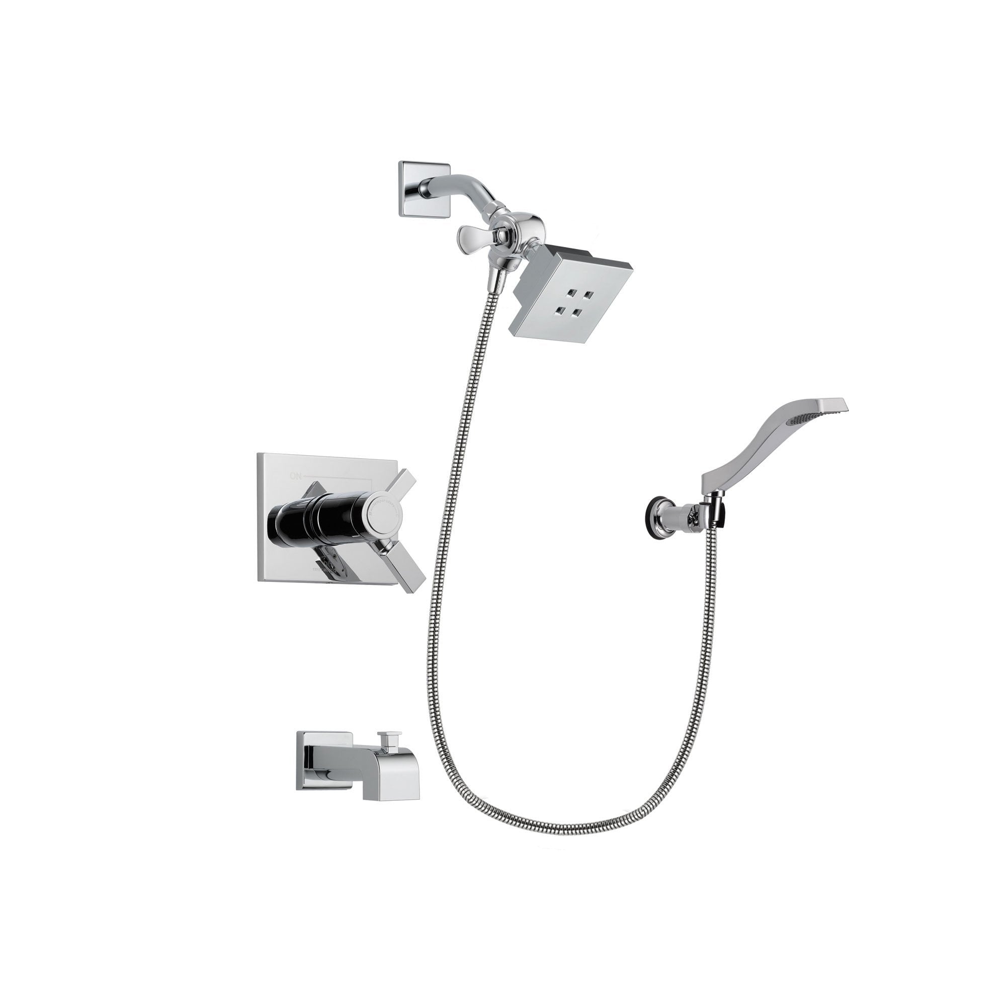 Delta Vero Chrome Tub and Shower Faucet System Package with Hand Shower DSP0003V