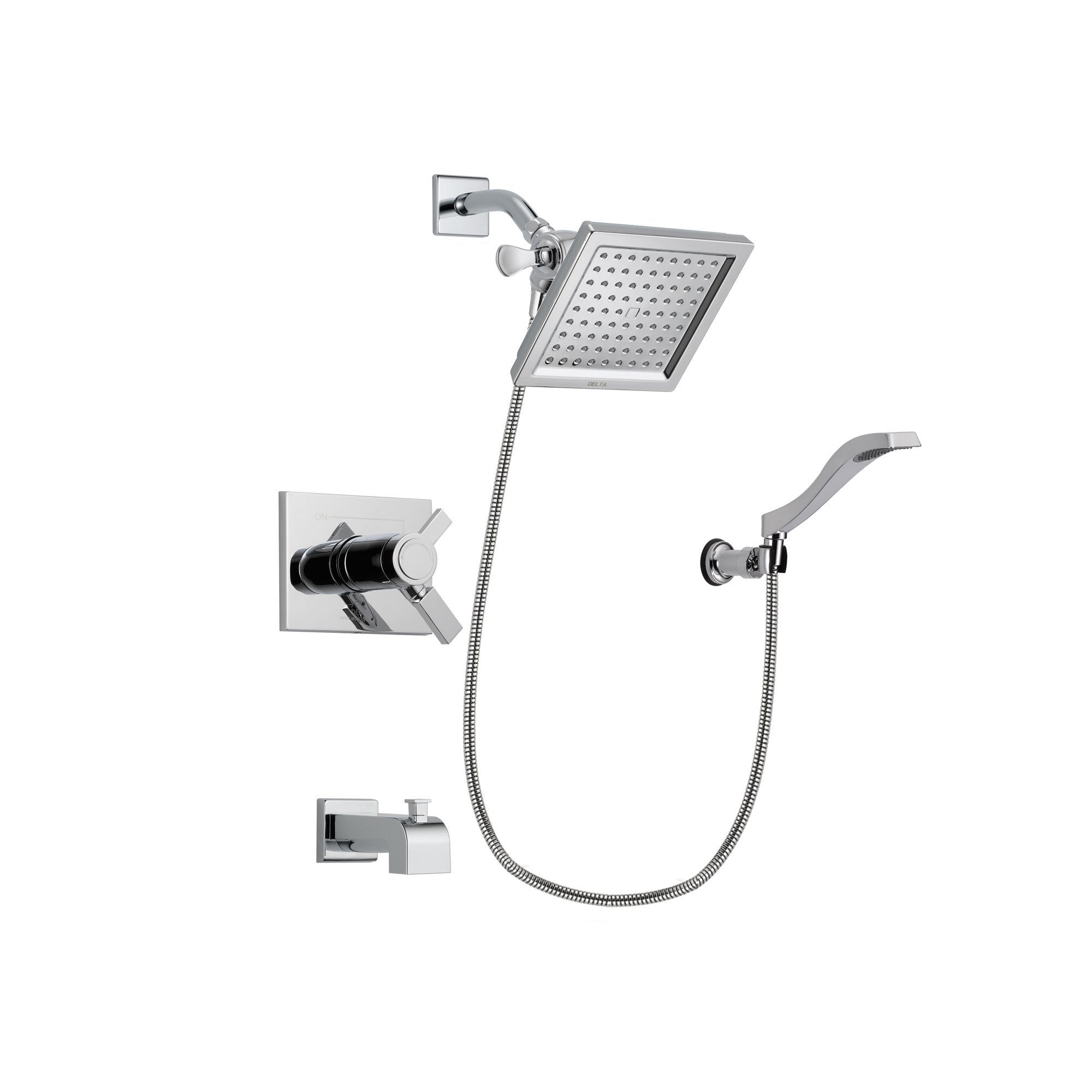 Delta Vero Chrome Tub and Shower Faucet System Package with Hand Shower DSP0019V