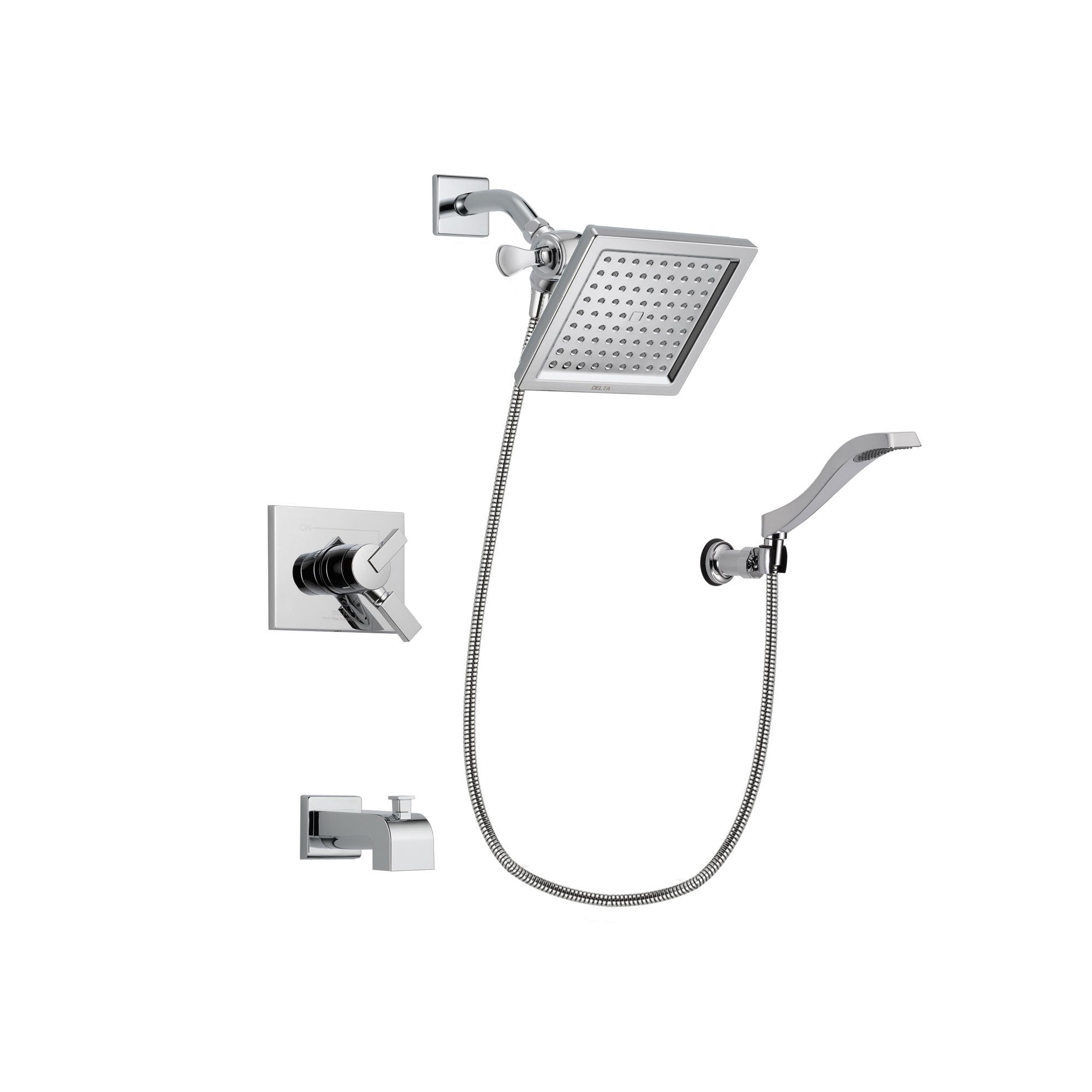 Delta Vero Chrome Tub and Shower Faucet System Package with Hand Shower DSP0031V