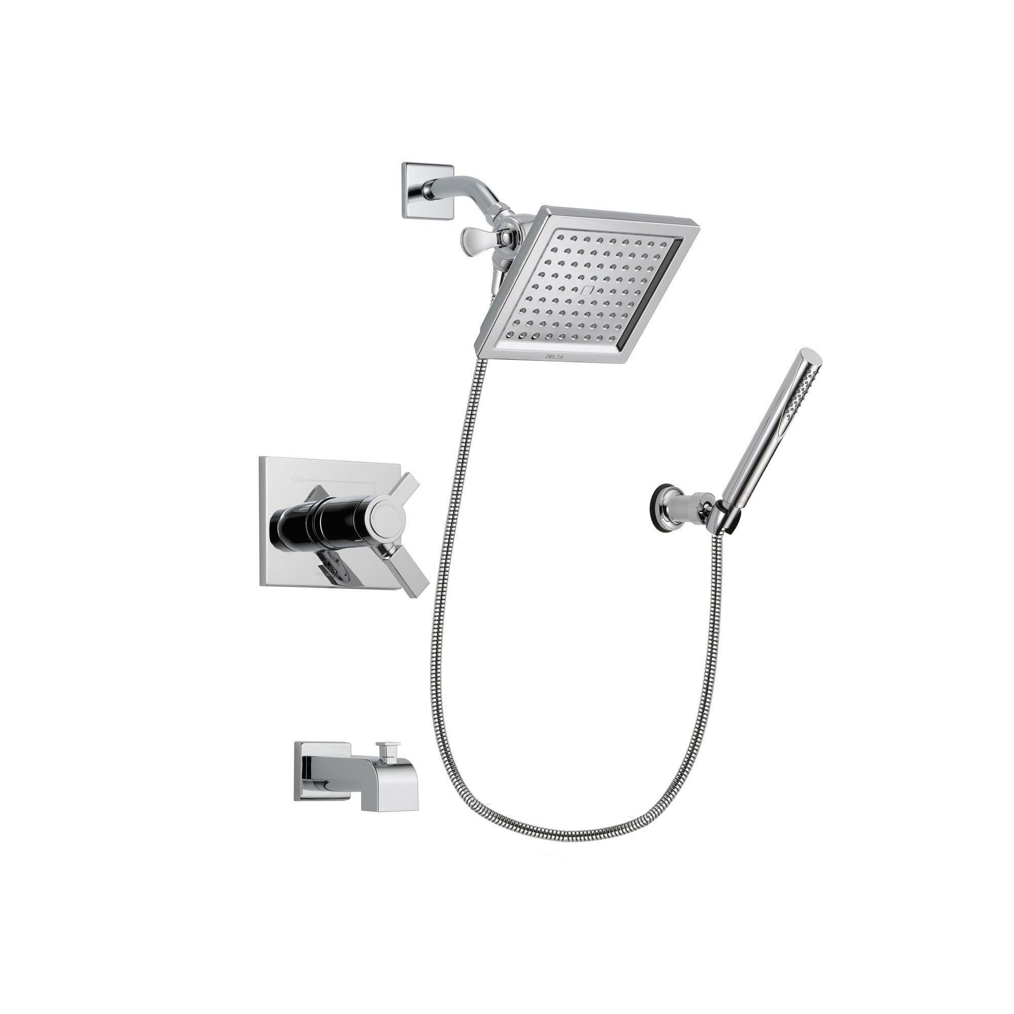 Delta Vero Chrome Tub and Shower Faucet System Package with Hand Shower DSP0067V