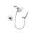 Delta Arzo Chrome Finish Thermostatic Shower Faucet System Package with Square Shower Head and Modern Handheld Shower Spray with Wall Bracket and Hose Includes Rough-in Valve DSP0085V