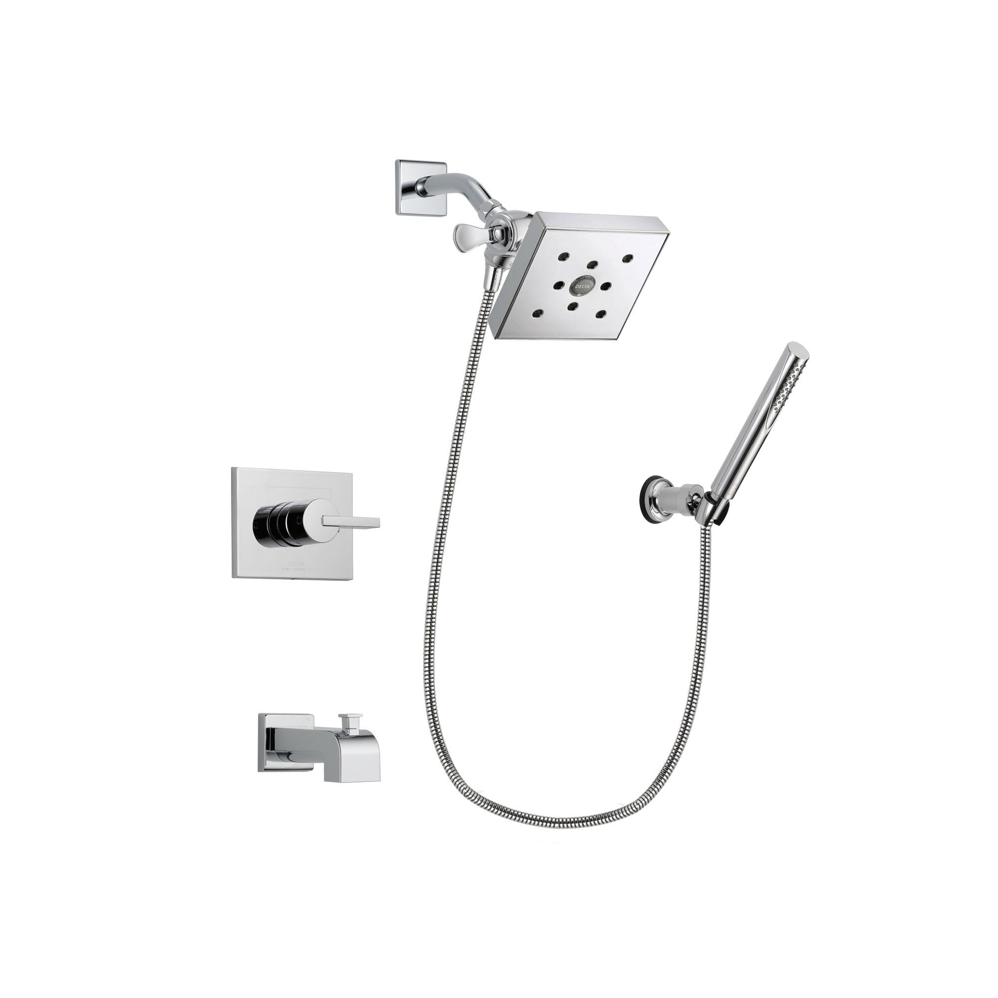 Delta Vero Chrome Tub and Shower Faucet System Package with Hand Shower DSP0090V