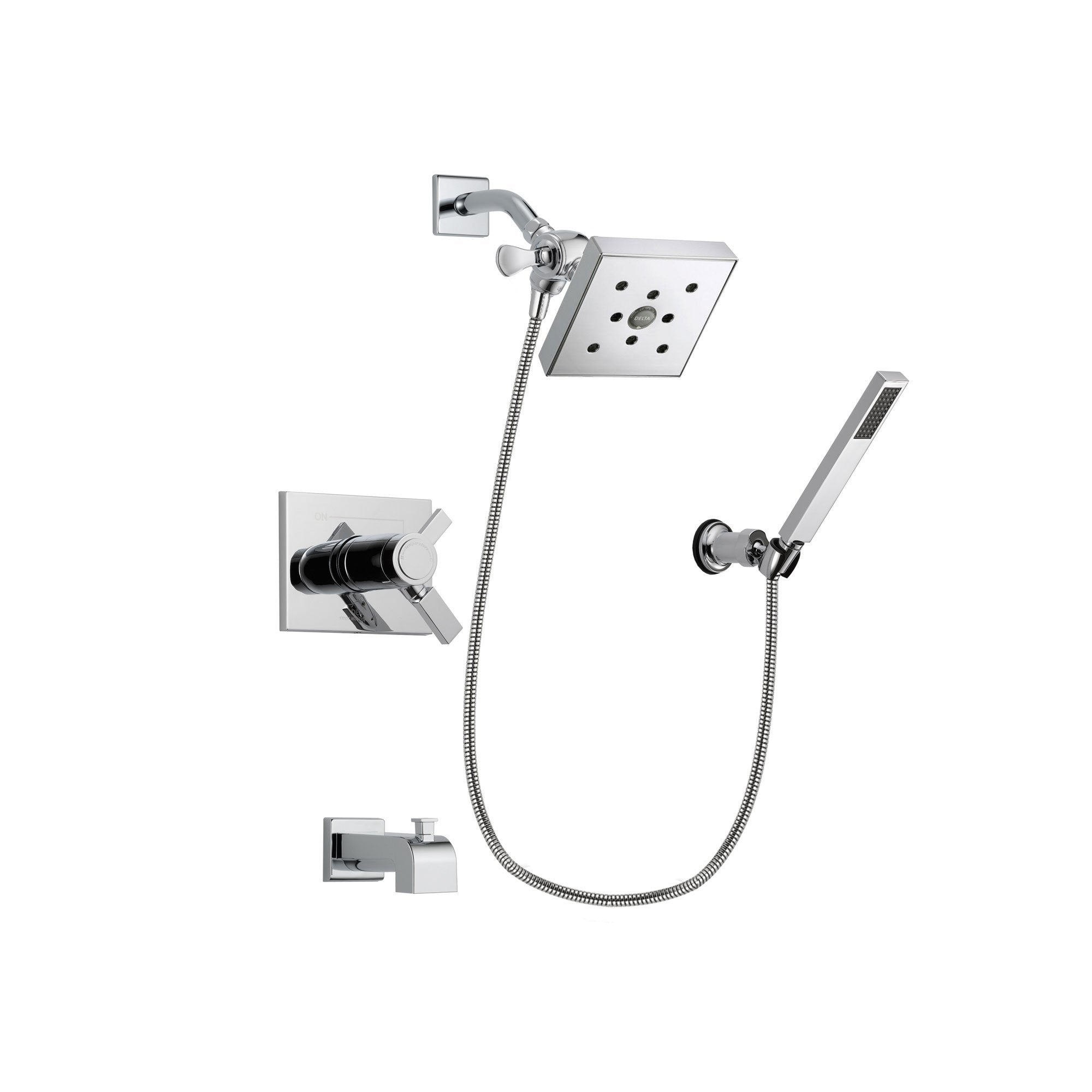 Delta Vero Chrome Tub and Shower Faucet System Package with Hand Shower DSP0131V