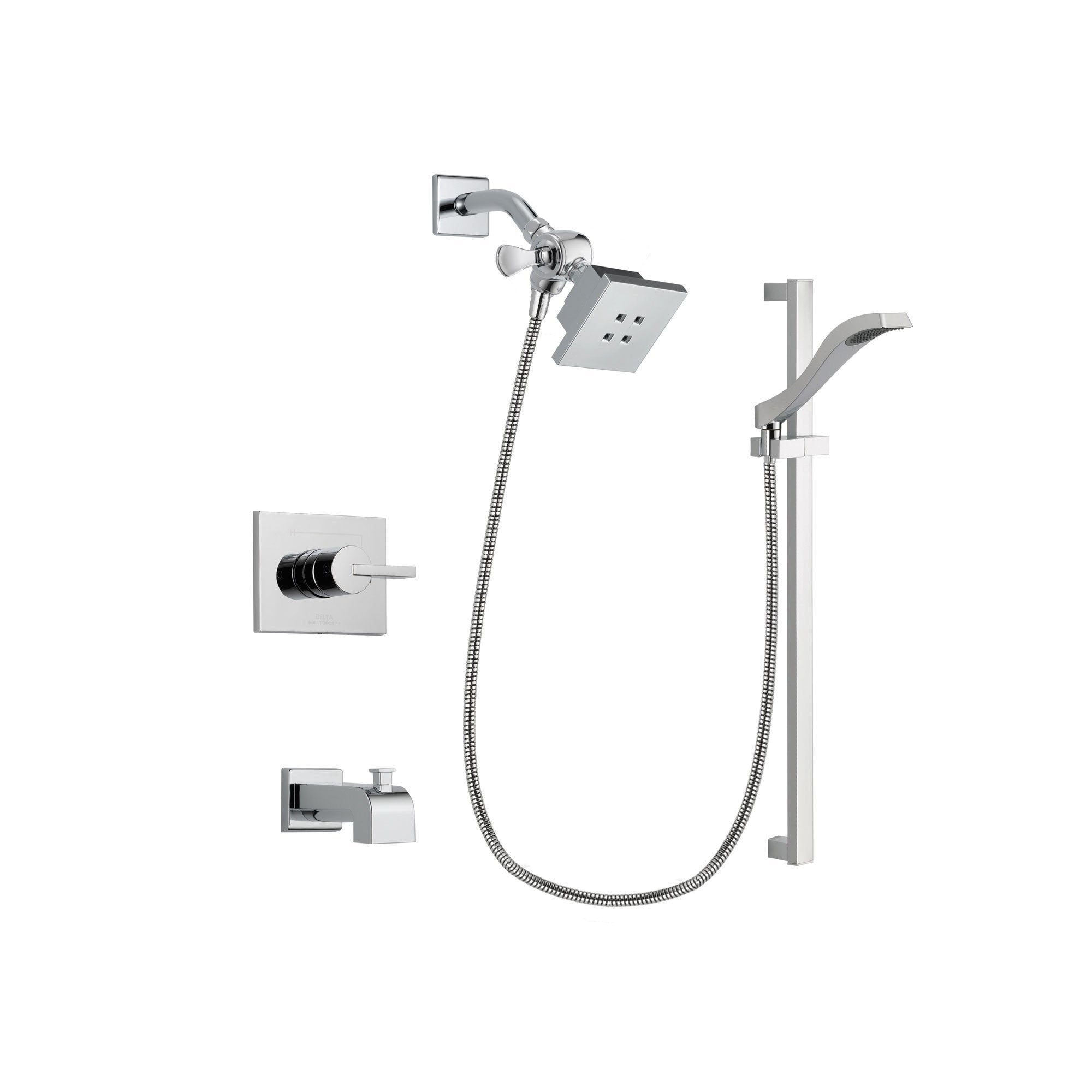 Delta Vero Chrome Tub and Shower Faucet System Package with Hand Shower DSP0154V