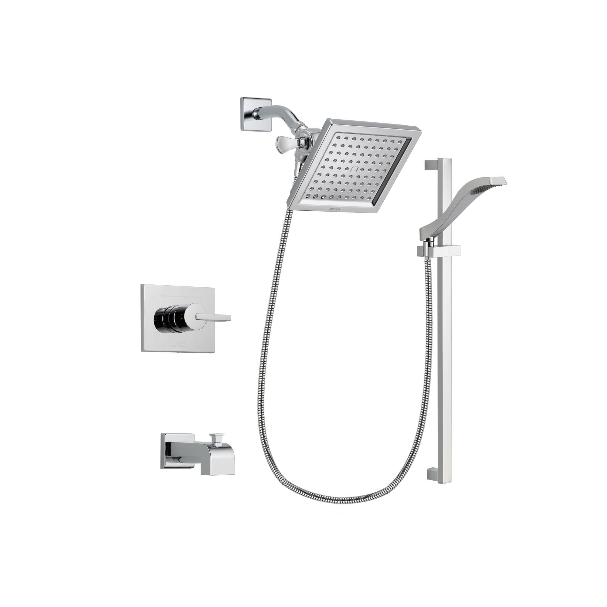 Delta Vero Chrome Tub and Shower Faucet System Package with Hand Shower DSP0170V