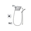 Delta Arzo Chrome Finish Tub and Shower Faucet System Package with 6.5-inch Square Rain Showerhead and Wall Mount Slide Bar with Handheld Shower Spray Includes Rough-in Valve and Tub Spout DSP0171V